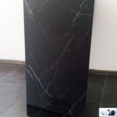 Керамогранит Eurotile Pietra Negro High Glossy 60x120 см черный мрамор. Реальное фото плитки