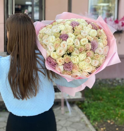 Букет из 101 одноголовой розы "Микс"
