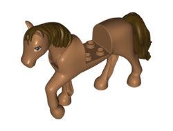 Horse with 2 x 2 Cutout and Movable Neck with Molded Dark Brown Tail and Mane, Printed Eyes Pattern, Medium Nougat (bb1279c01pb02 / 6324692)