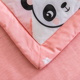 Комплект постельного белья Сатин со стеганым одеялом цвет Панда rose 100% хлопок OBK014 размер 150*210 см(180*220 см)