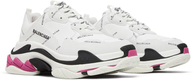 Balenciaga Triple S Sneaker Allover Logo White Pink женские