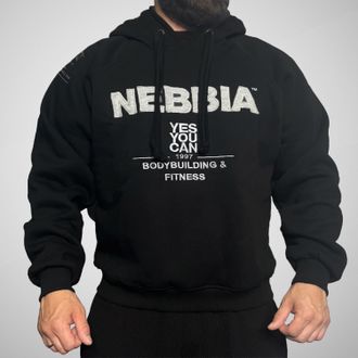 Худи с капюшоном кенгуру NEBBIA черный