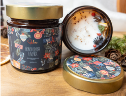 свеча НОВОГОДНЯЯ ЁЛОЧКА  | Соевый воск (цедра лимона, сибирская пихта, кедр, пачули)