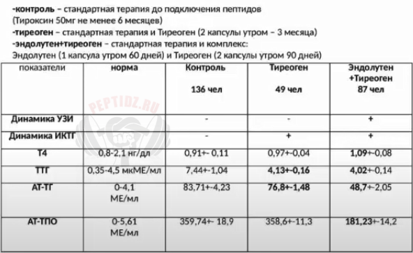 Тиреоген пептиды щитовидной железы эффективность при АИТ