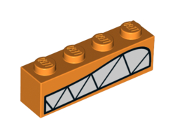 Brick 1 x 4 with Bared Teeth Pattern Queen Watevra WaNabi Mouth, Orange (3010pb262 / 6263147)