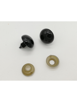 Глазки для кукол 18 мм,  черные на прокол с заглушкой