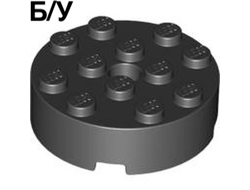 ! Б/У - Brick, Round 4 x 4 with Hole, Black (87081 / 4558957) - Б/У