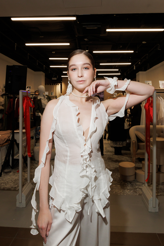 Брюки палаццо из тенселя со вставками