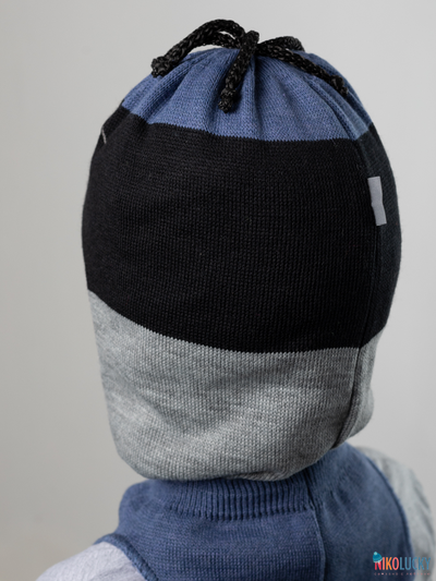 Шапка-шлем  19101-06, цвет черный, серый, джинс р. 52-54