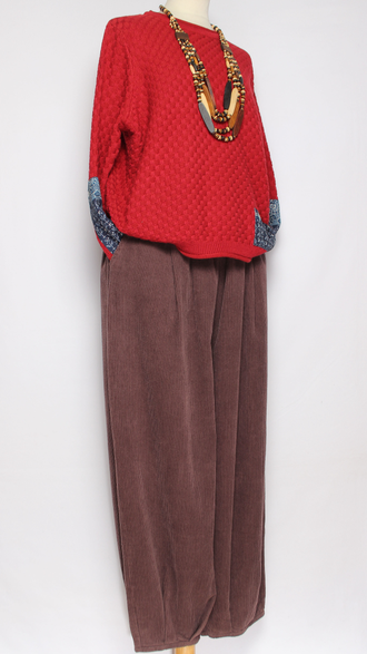 Брюки Бохо вельветовые "Бананы крупный вельвет" какао р.50-54