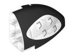 Technic, Panel Curved 5 x 3 x 2 Corner Quarter Ellipse, Left with Black and Silver Porsche GT4 e-Performance Headlight Pattern, Trans-Clear (2438pb003 6463210)