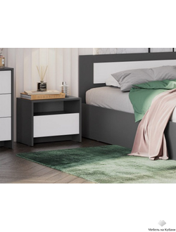 Дольче Тумба прикроватная  Графит/Белый