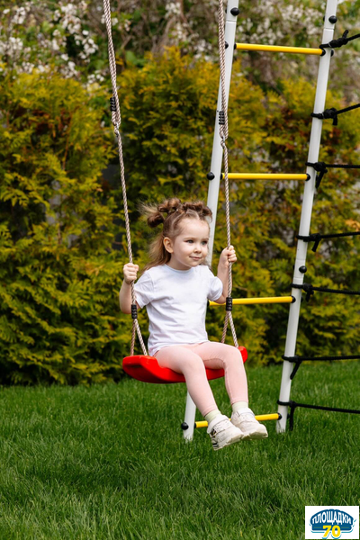 Детский спортивный комплекс для дачи ROMANA Богатырь (серый/желтый) (с фанерными качелями)