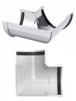 Угол жёлоба 90 гр., пластиковый БЕЛЫЙ