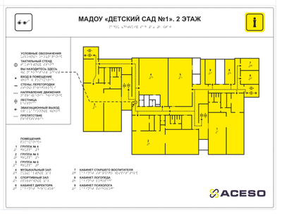 Мнемосхема тактильная на основе композитной алюминиевой панели размер 600 x 800 мм со шрифтом Брайля