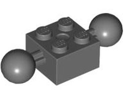 Technic, Brick Modified 2 x 2 with 2 Ball Joints, Dark Bluish Gray (57908 / 4498096)