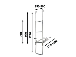 Трап носовой Batsystem ST125AL 1240 x 250 - 300 мм 4 ступеньки, 9519037454