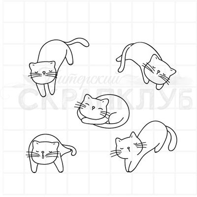 штамп котятки в шарфиках и свитерах