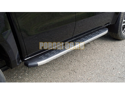 Пороги алюминиевые с пластиковой накладкой (карбон серые) 1920 мм ТСС для JAC T9 2023-