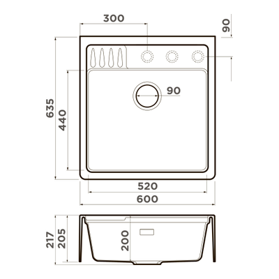 Мойка OMOIKIRI KINOKAWA 60