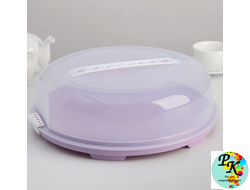 Тортовница для торта и пирожных, d=34 см, с крышкой, цвет микс / уценка /