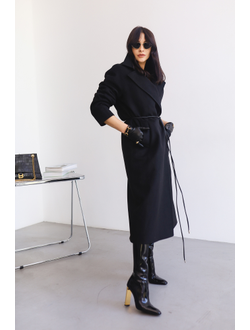 Пальто утепленное шерстяное (черный)