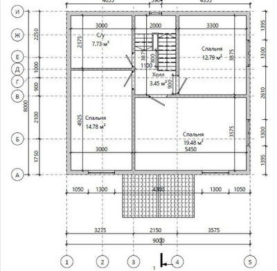 Двухэтажный каркасный дом с четырьмя спальнями 130м² (SK33)