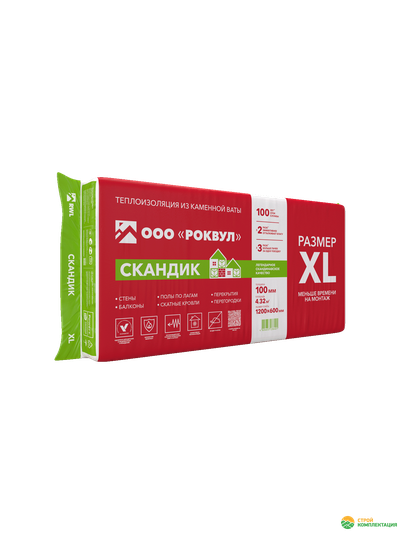 Утеплитель РОКВУЛ СКАНДИК XL 1200х600х100 мм (6 шт; 0,432 куб.м.)