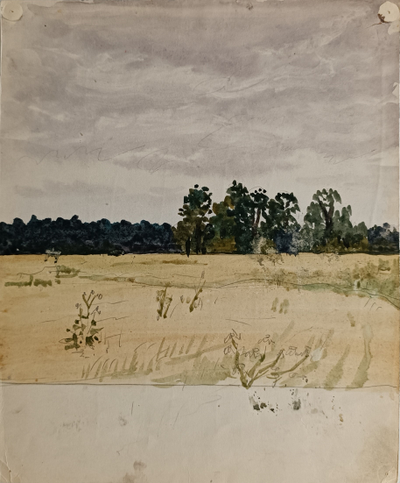 "Осень в городе" бумага акварель Попенков Я.И. 1980-е годы