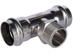 Тройник-переходник ROMMER ВПр-НР, 42х11/4, из нержавеющей стали прессовой