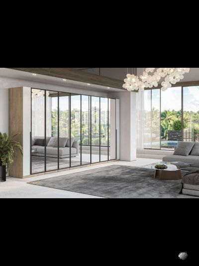 Этна шкаф Ш 57*50 Дуб эндгрей/Софт грей с зекралом