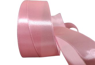 Атласная лента №12, цвет розовый, ширина 25 мм, длина 23 м