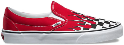 Vans black and red slip on on sale