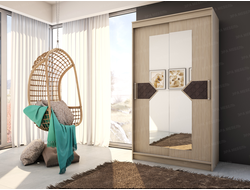 ЛДСП Шкаф-купе НИКОЛЬ 2 Ясень Шимо-Лиственница темная