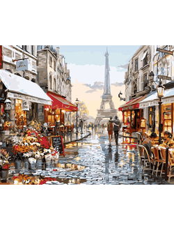 Алмазная картина (мозаика) &quot;Цветочный магазин в Париже&quot; 30*40/40*50 см