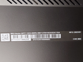 MSI Vector GP77 13VG-065RU ( 17.3 QHD IPS 240Hz i7-13700H RTX4070 (8Gb) 16Gb 1TB SSD )