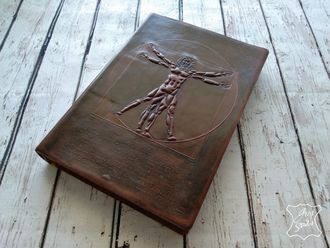 блокнот с тиснением, подарок руководителю, ежедневник да винчи, кожаный блокнот, кожаный ежедневник