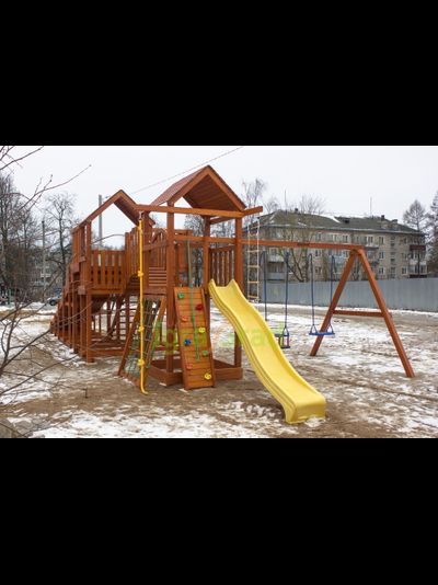 Детская деревянная зимняя горка Snow Fox 5,9 м + "Панда Фани Gride"