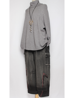 Джинсы "Карманы клапаны" черные р.48-54