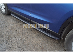 Пороги алюминиевые с пластиковой накладкой (карбон черные) 1720 мм ТСС для Gac GS5 1.5T 2WD 2020-