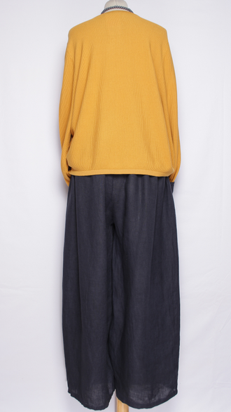 Брюки Бохо"Лён широкие с кармашками" т.синие, хаки, графит,св. бежевые  р.48-58