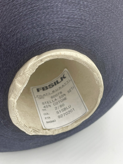 FBSILK Filati Buratti art. STELLA (филати буратти арт. Стелла) 55% SETA (шёлк), 45% COTONE (хлопок) Nm.2/60 3000 метров в 100 гр. цв. S15 BLU (тёмно-синий)