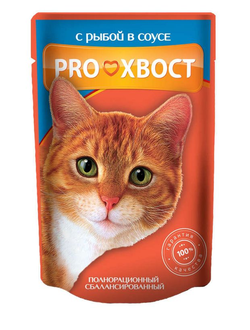 Пауч Proхвост для взрослых кошек с рыбой в соусе 0,085 кг