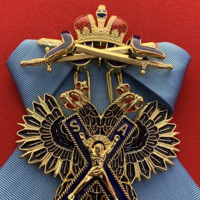 Орден Святого Андрея Первозванного с мечами, с бантом из муаровой ленты. Полноразмерная копия LUX! Лот № 50.