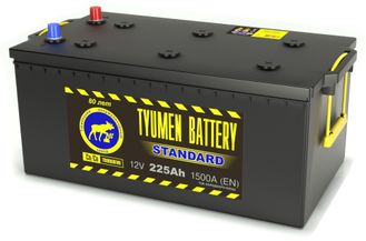 Аккумулятор Тюмень Стандарт 225 Ач (TYUMEN BATTERY Standard) (516х274х235) 6СТ-225LR (Ca/Ca) ток 1500А конус обратная полярность (евро) + -