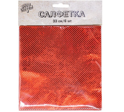 Салфетка фольг красная 33см 6шт
