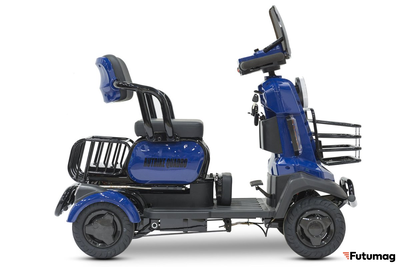 Электроскутер четырехколесный Rutrike Квадро синий