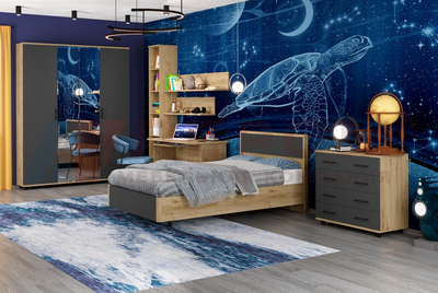 Композиция детской ГРЕЙС корпус Гикори Джексон Светлый/фасад Антрацит Матовый