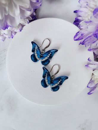 Серьги бабочка из эпоксидной смолы