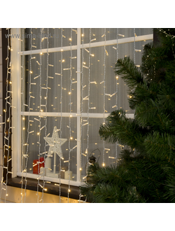 Гирлянда занавес уличная 2 х 9 м, 1800LED, IP65, 220V, свечение тёплое белое, холодное белое